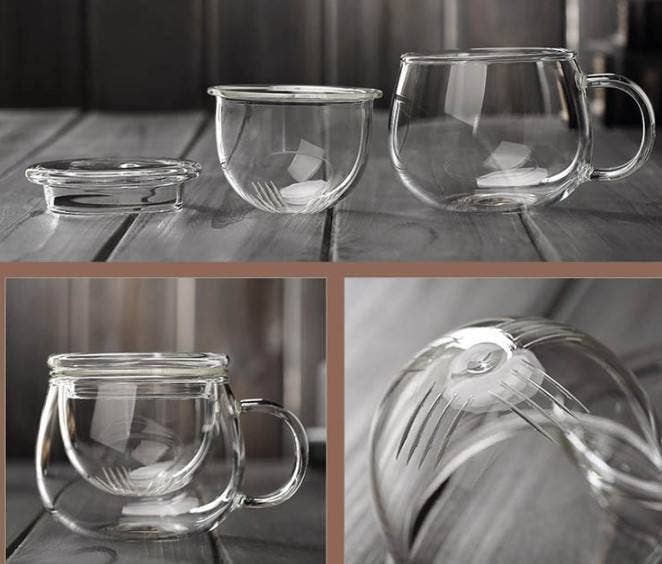 Glass Tea Cup with Infuser & Lid