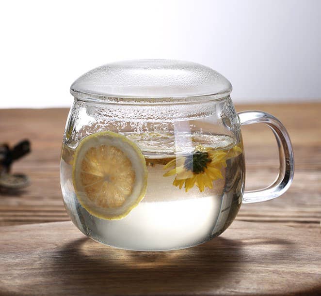 Glass Tea Cup with Infuser & Lid