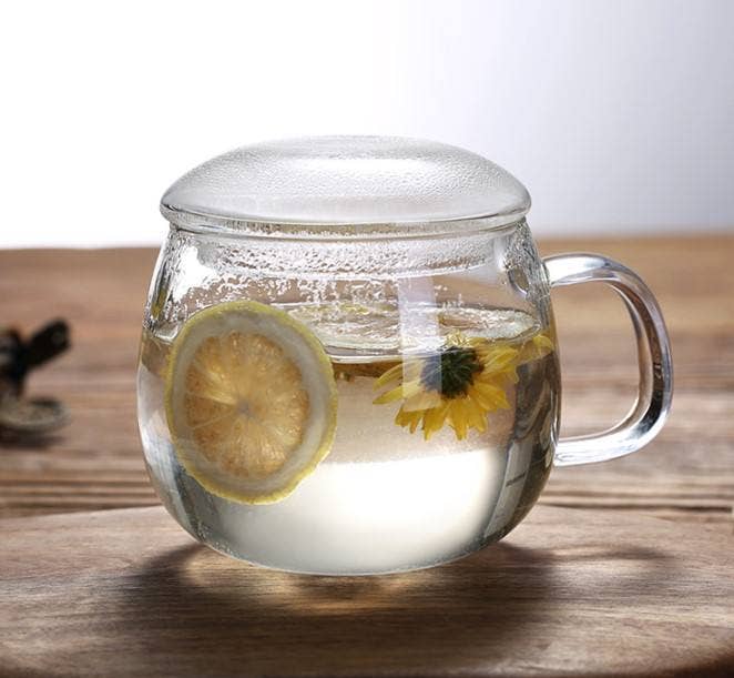 Glass Tea Cup with Infuser & Lid