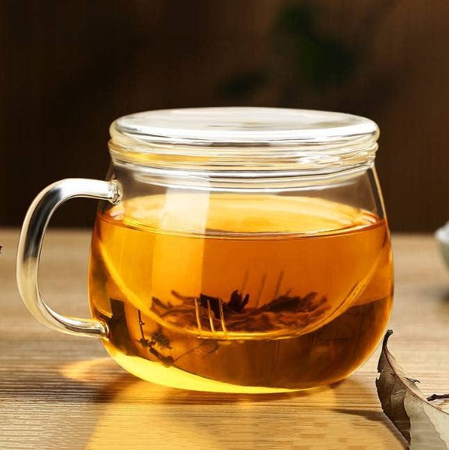 Glass Tea Cup with Infuser & Lid