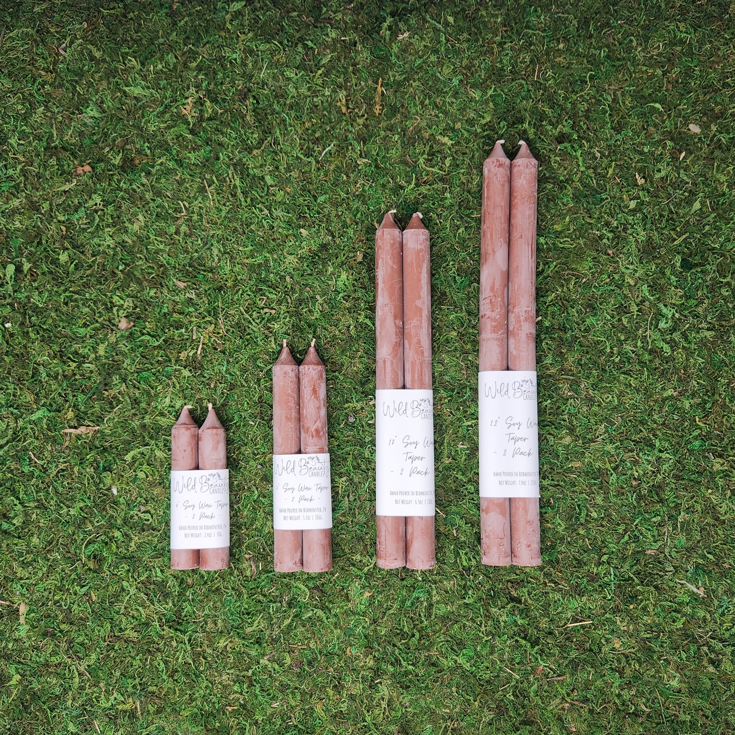 4" Taper Candles - 2pk by Wild Beauty Candles