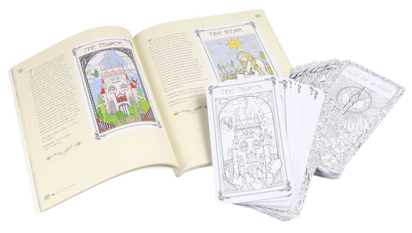 Open book with tarot cards on a white background