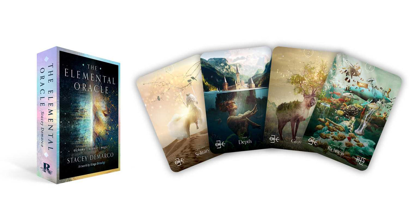 Elemental Oracle book and cards on a white background