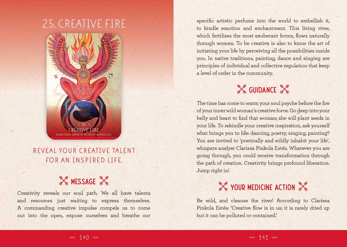 Card from a tarot or oracle deck titled 'Creative Fire' with text and design elements.
