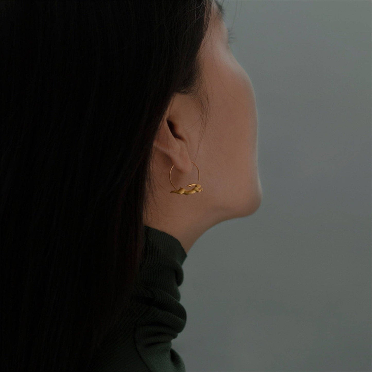 Rabbit Hoop Earrings