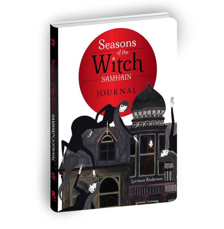 Journal titled 'Seasons of the Witch Samháin' with a red circle and black text on a white background