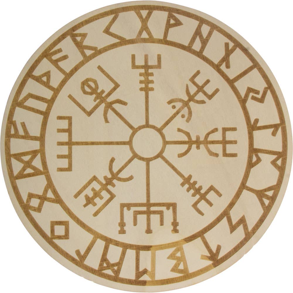 12" Wooden Vegvisir Crystal Grid