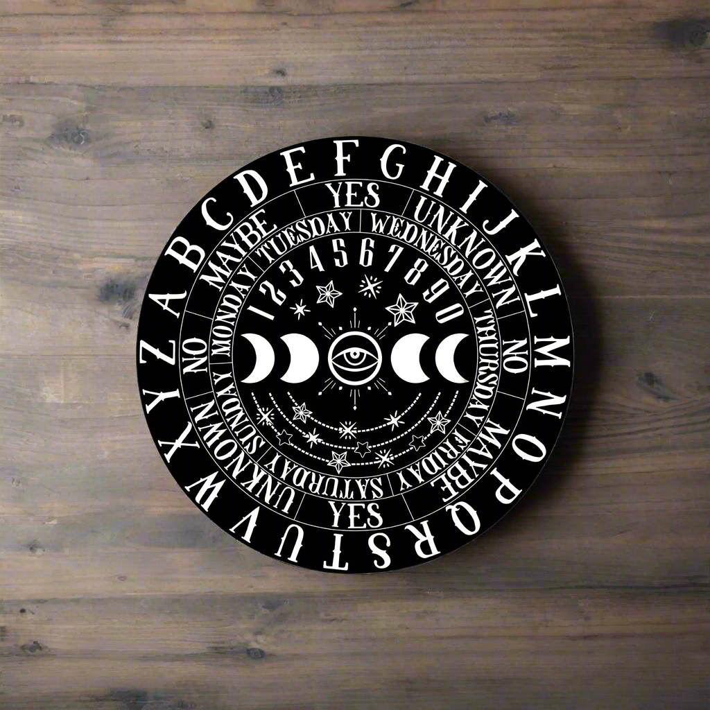 10" Wooden Black Moon Phases Pendulum Board