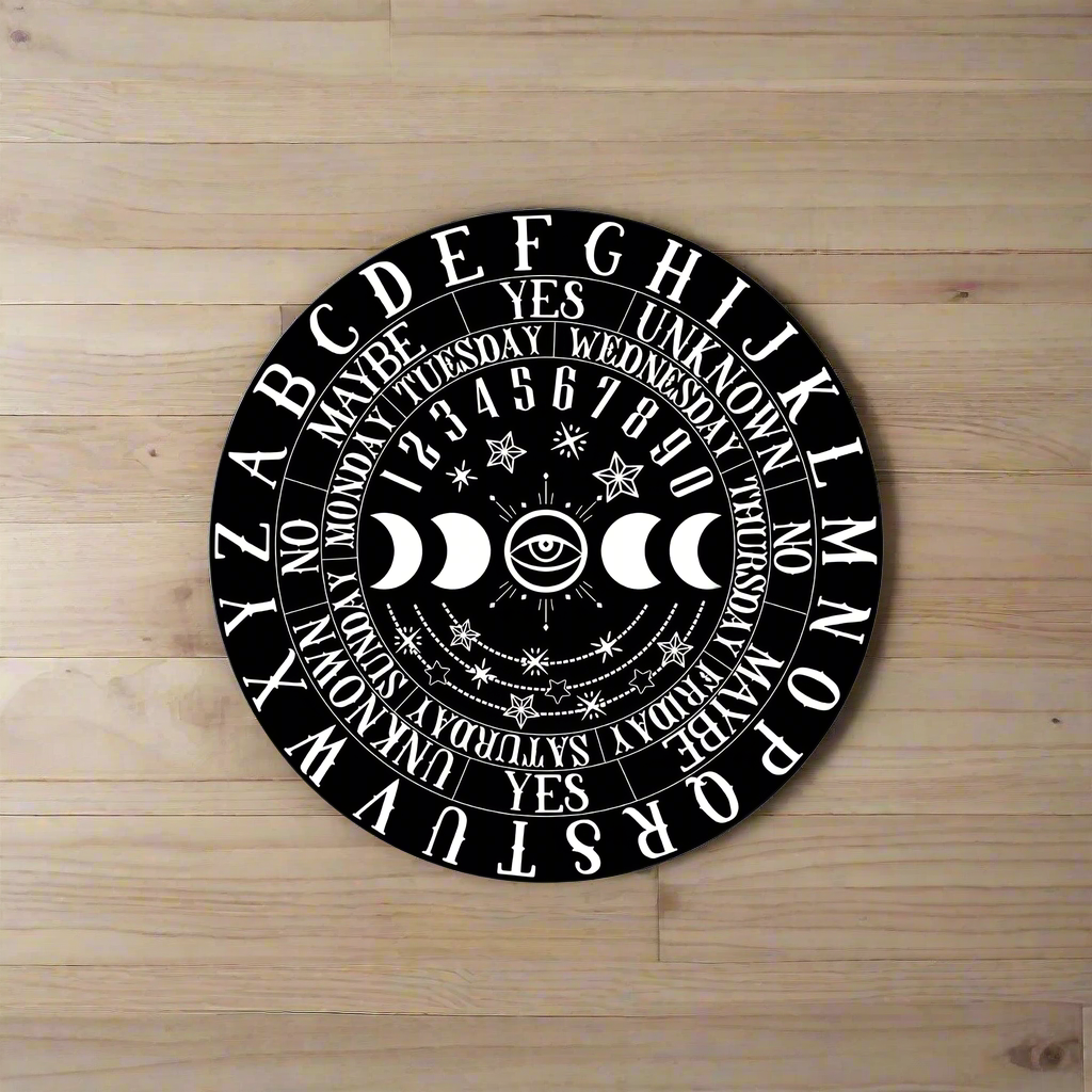 10" Wooden Black Moon Phases Pendulum Board
