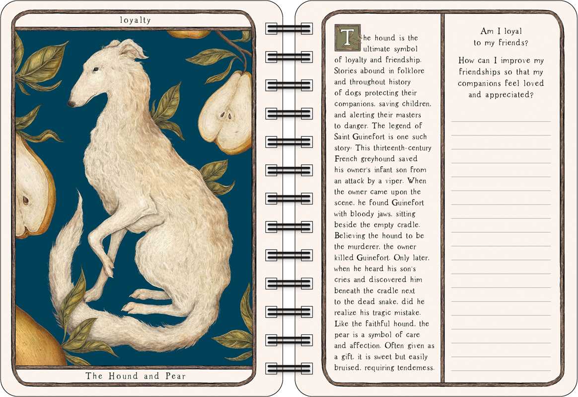 Notebook with illustrations of a horse and pear on a blue background