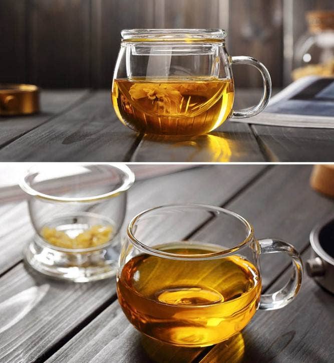 Glass Tea Cup with Infuser & Lid
