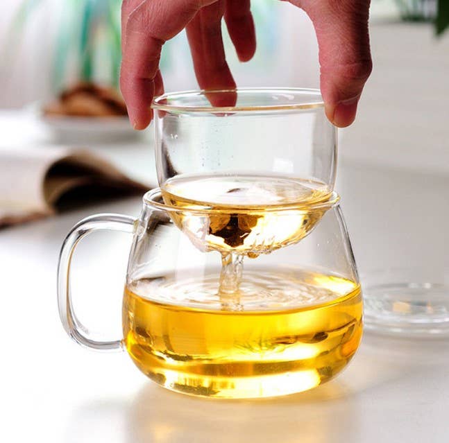 Glass Tea Cup with Infuser & Lid