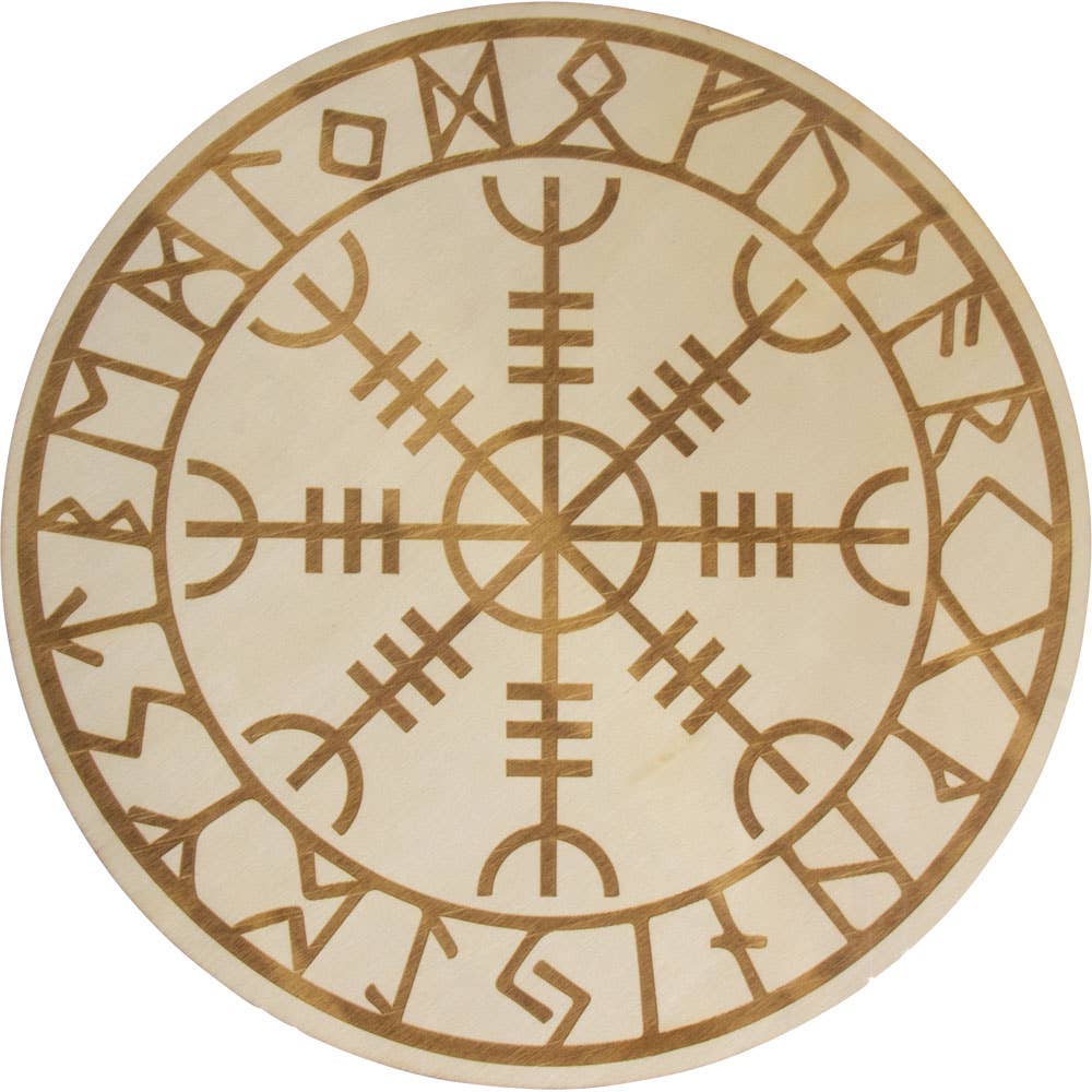 12" Wooden Helm of Awe Crystal Grid