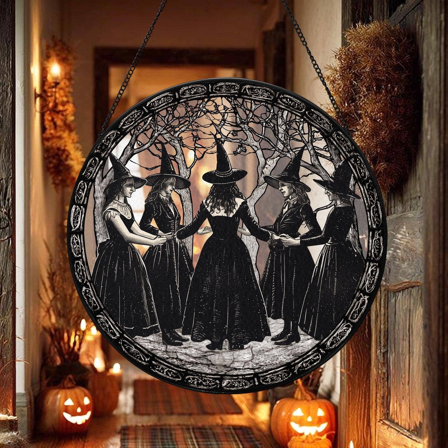 Girls Will Be Girls Stained Glass Suncatcher – Salem Witch Window Art