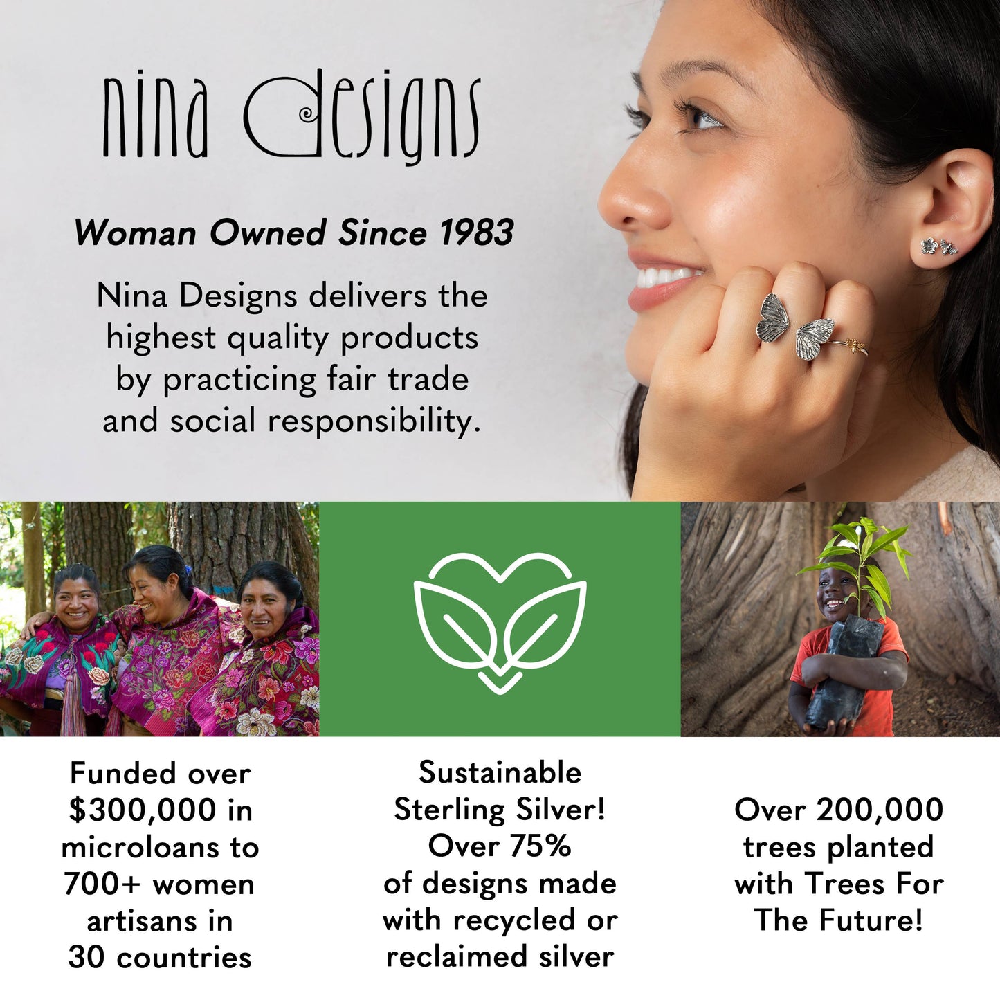 Sterling Silver Stacking Ring Earth and Air