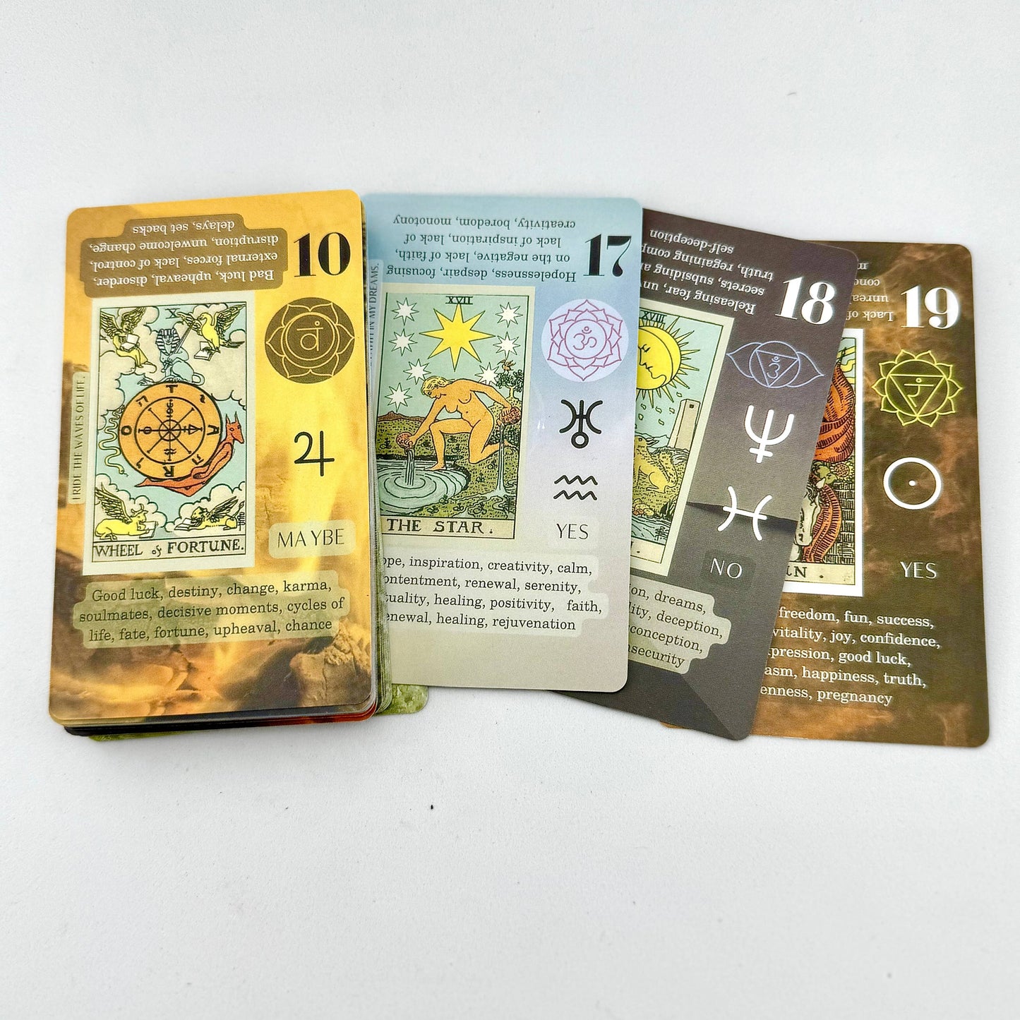 Set of tarot cards on a white background