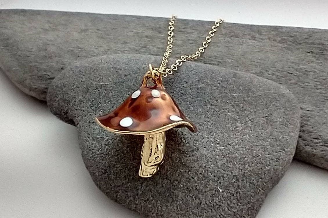 Gold Mushroom Necklace