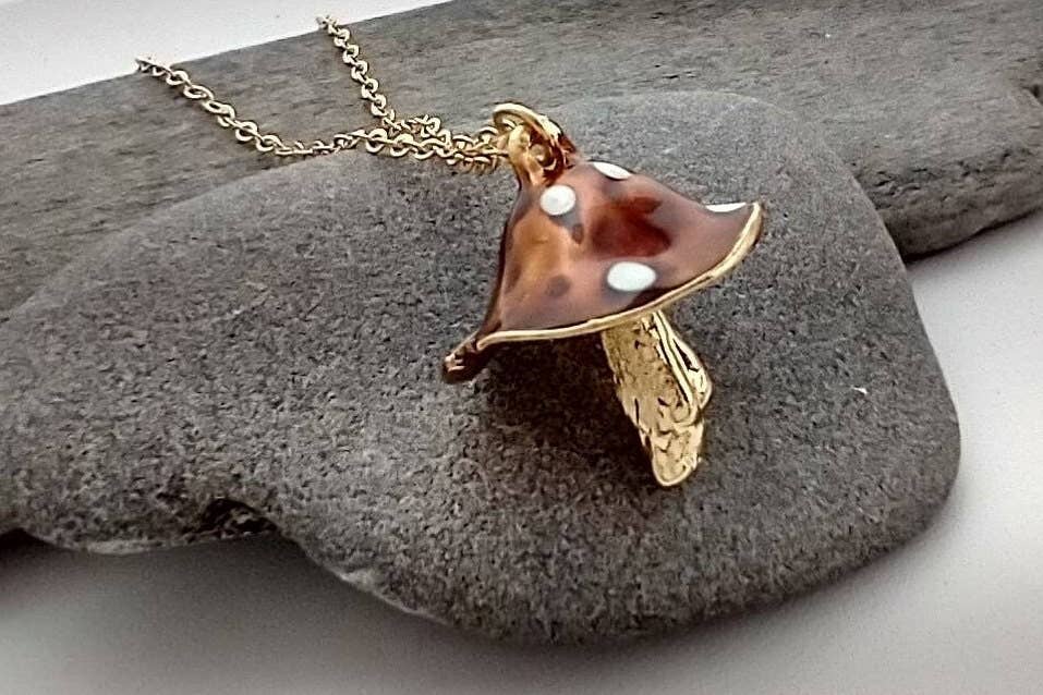 Gold Mushroom Necklace