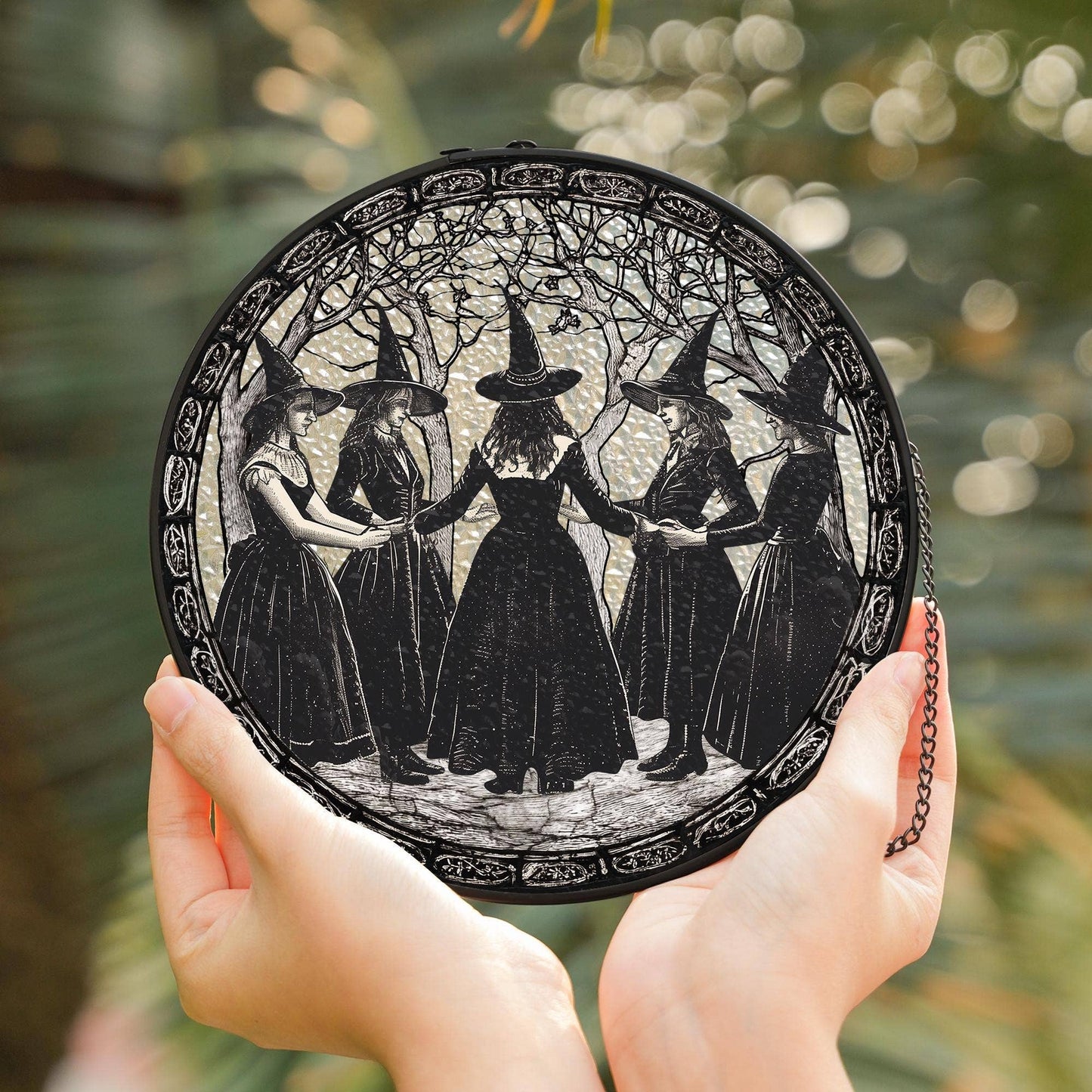 Girls Will Be Girls Stained Glass Suncatcher – Salem Witch Window Art