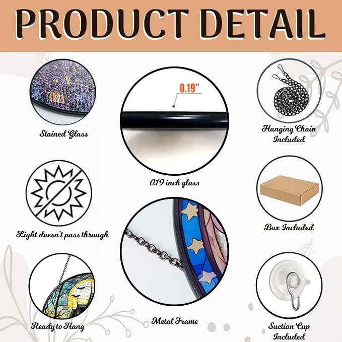 Witch Flying Over Castle Stained Glass Suncatcher – Window Art