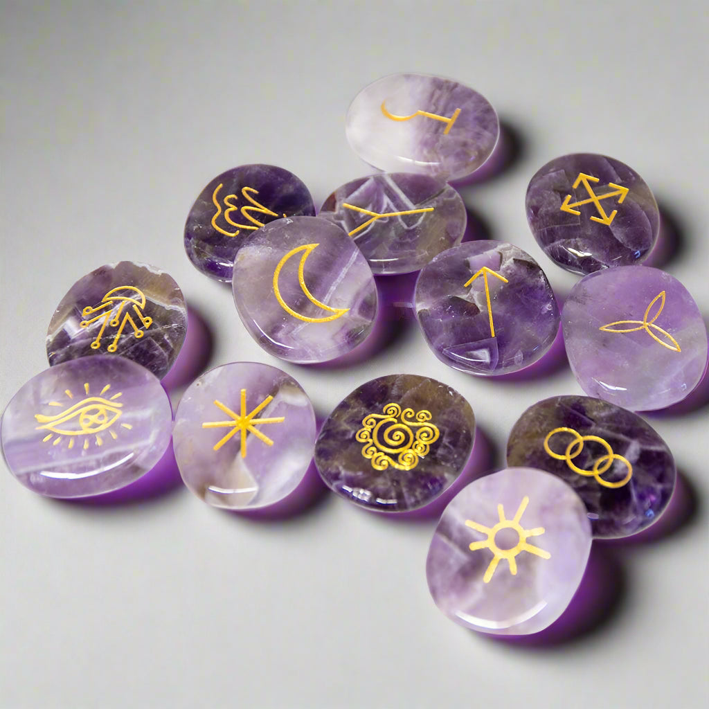 Amethyst Gemstone Witches Rune Set