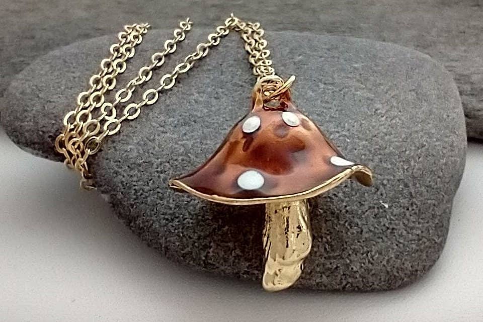 Gold Mushroom Necklace