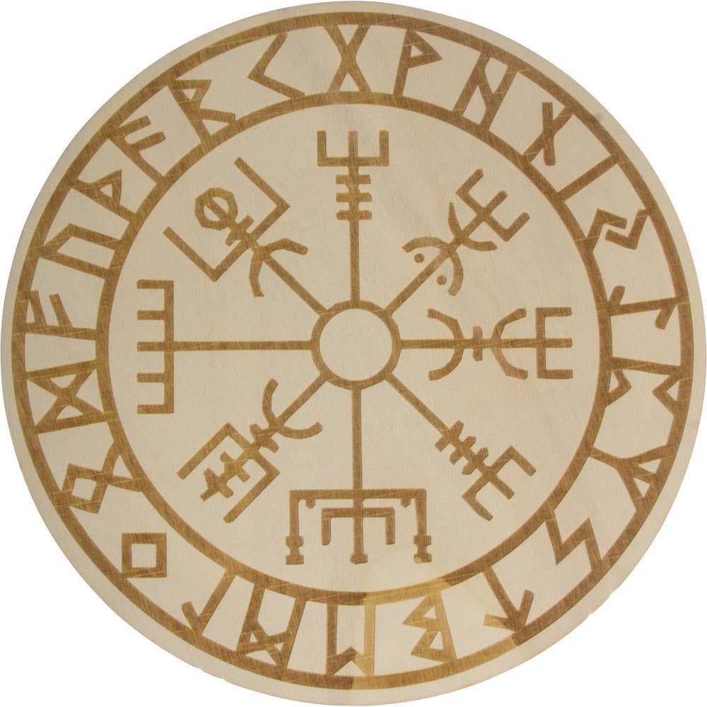 Wood Crystal Grid - Vegvisir w/runes (Each)