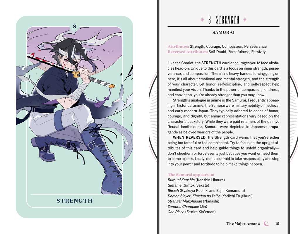 Card featuring a character labeled 'Strength' with text on a light green background