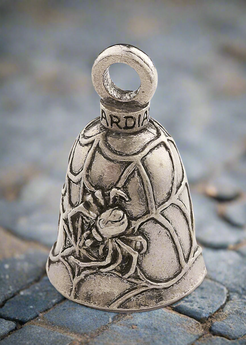 Silver bell with rose design and 'Guardian' engraving 