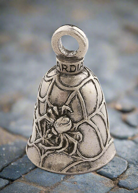 Silver bell with rose design and 'Guardian' engraving 