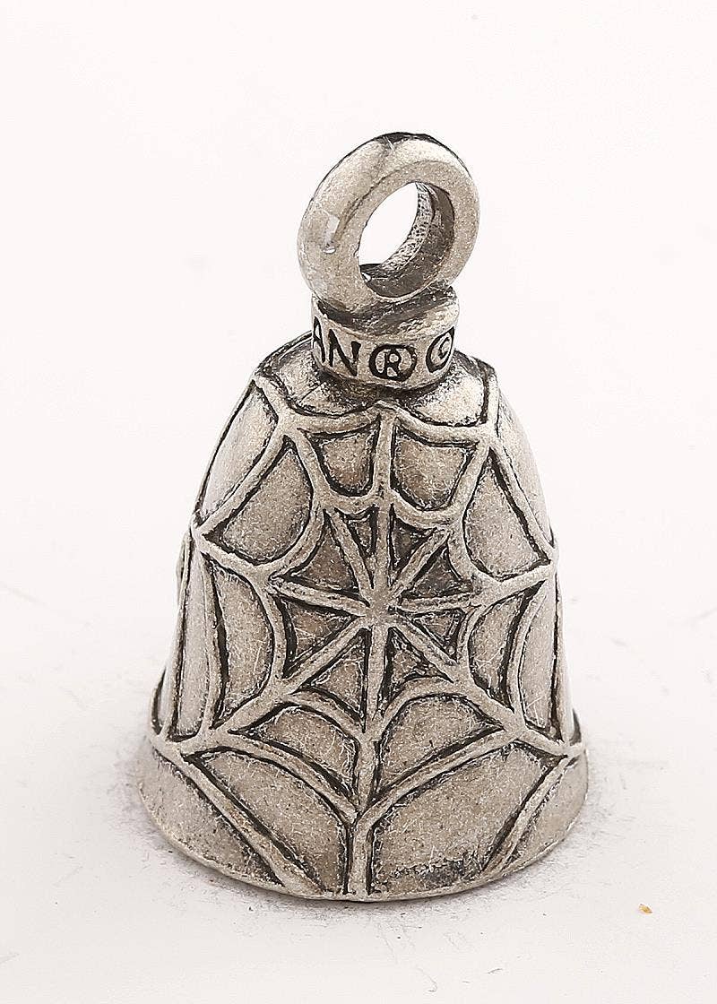 Silver bell with spider web design 