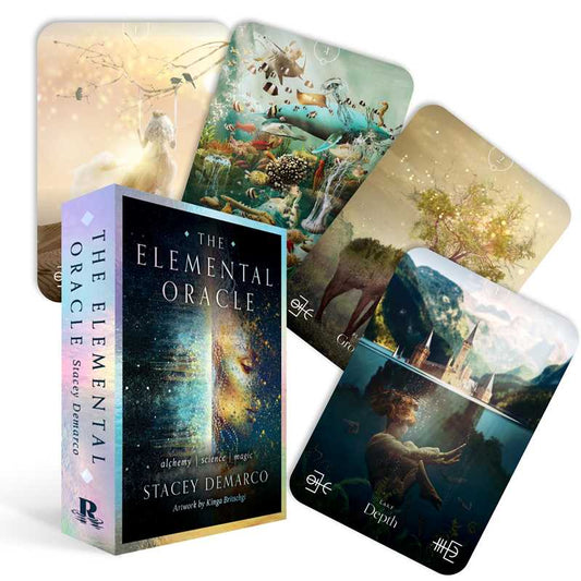 Elemental Oracle cards with a book titled 'The Elemental Oracle' by Stacey DeMarco.