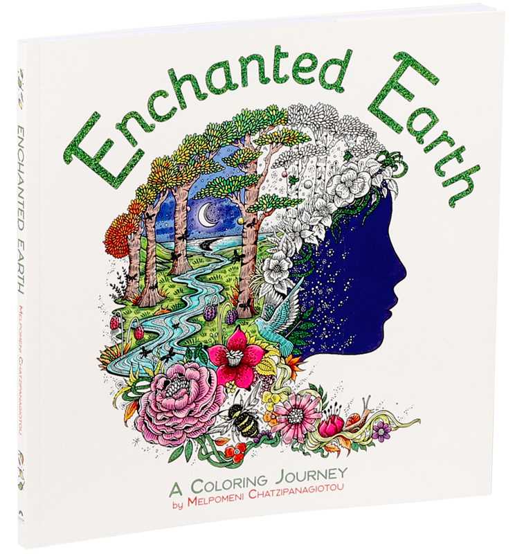 Book cover of 'Enchanted Earth' with a colorful illustration of a face and nature elements.