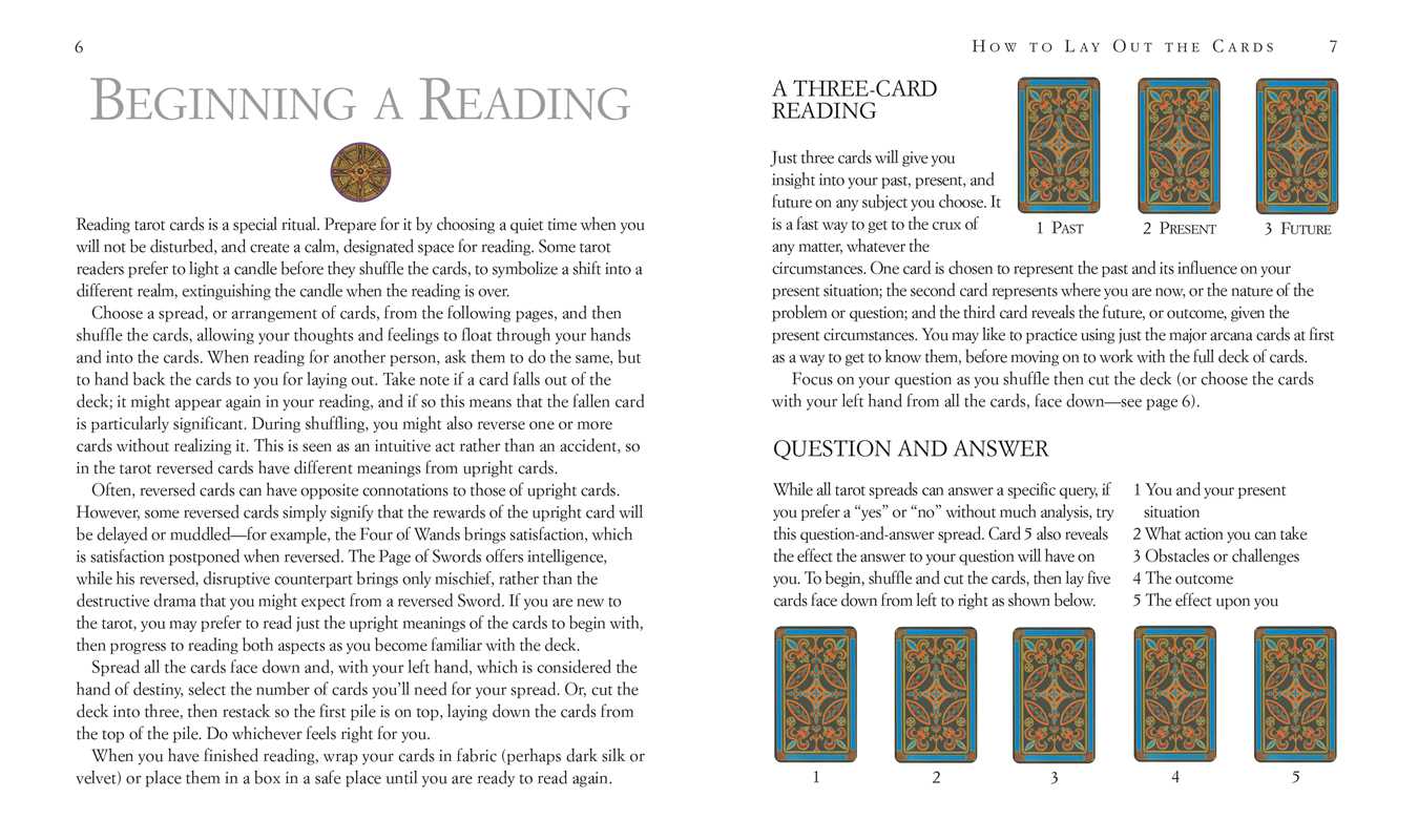 Page from a book on tarot card reading with text and illustrations.