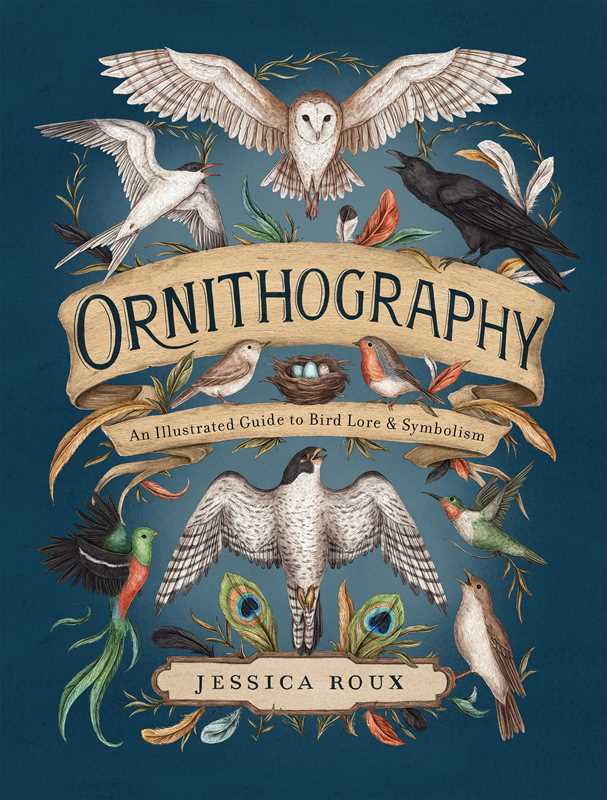 Book cover of 'Ornithography' with illustrations of birds on a blue background