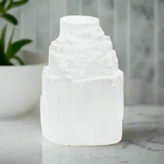 Mini Candle Holder – Iceberg White Selenite