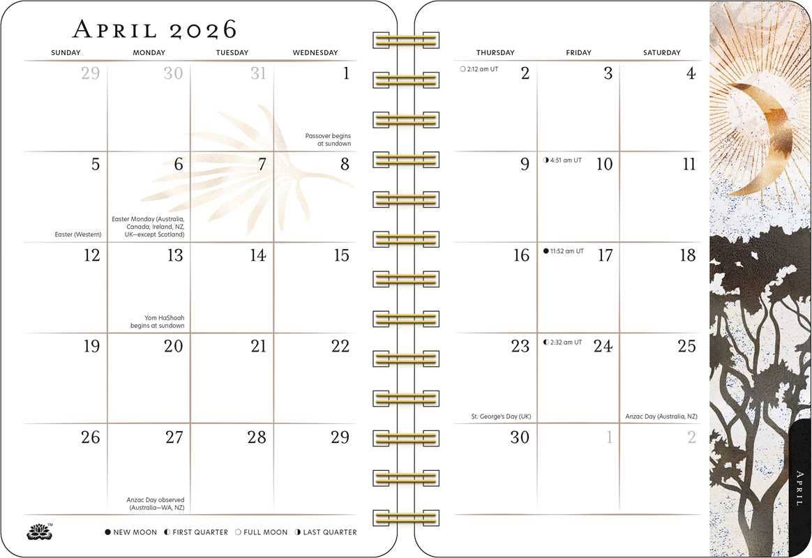 Calendar for April 2026 with decorative elements on a white background