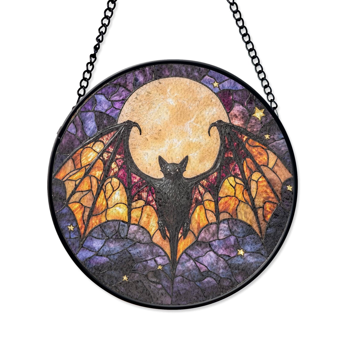 Cute Bat Stained Glass Suncatcher – Gothic Halloween Window Art