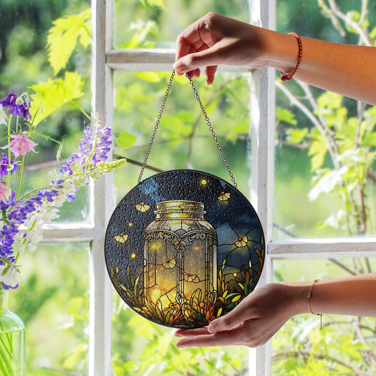 Fireflies Glass Suncatcher