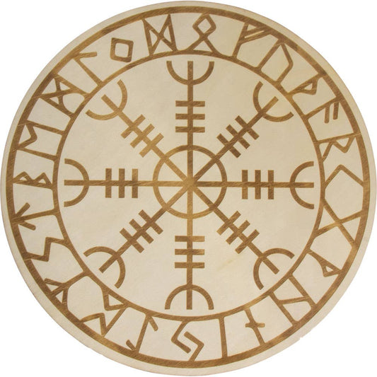 Wood Crystal Grid - Helm of Awe w/ Runes (Each)