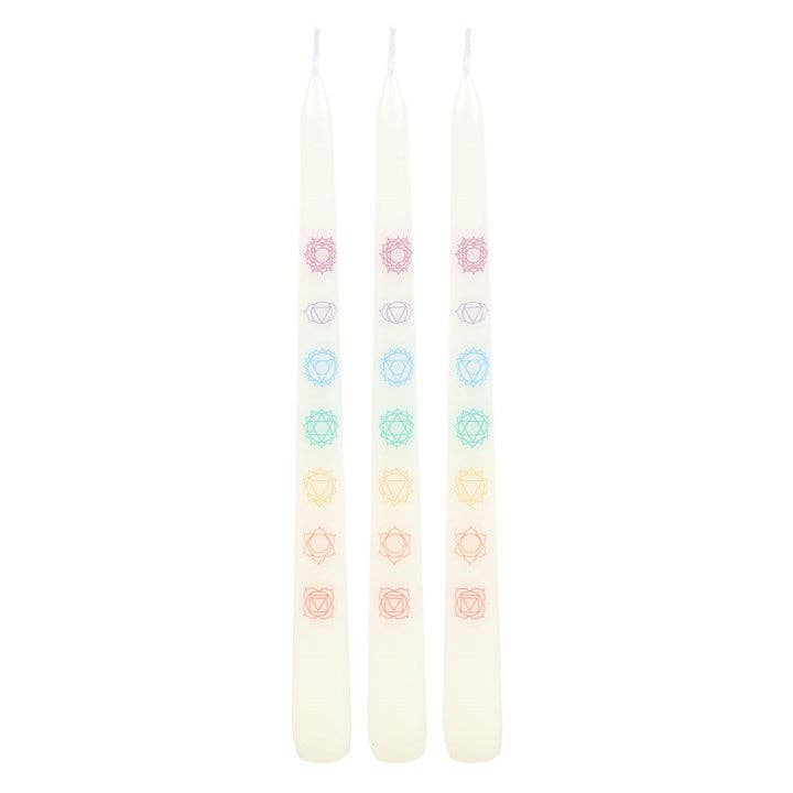 Set of 3 Chakra Balancing Taper Dinner Candles