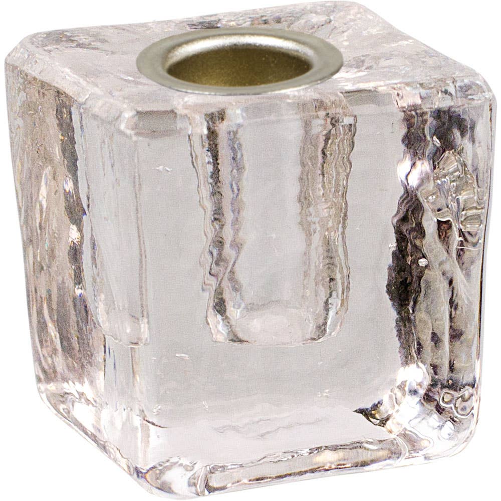 Mini Glass Candle Holder Cube Clear (Each)