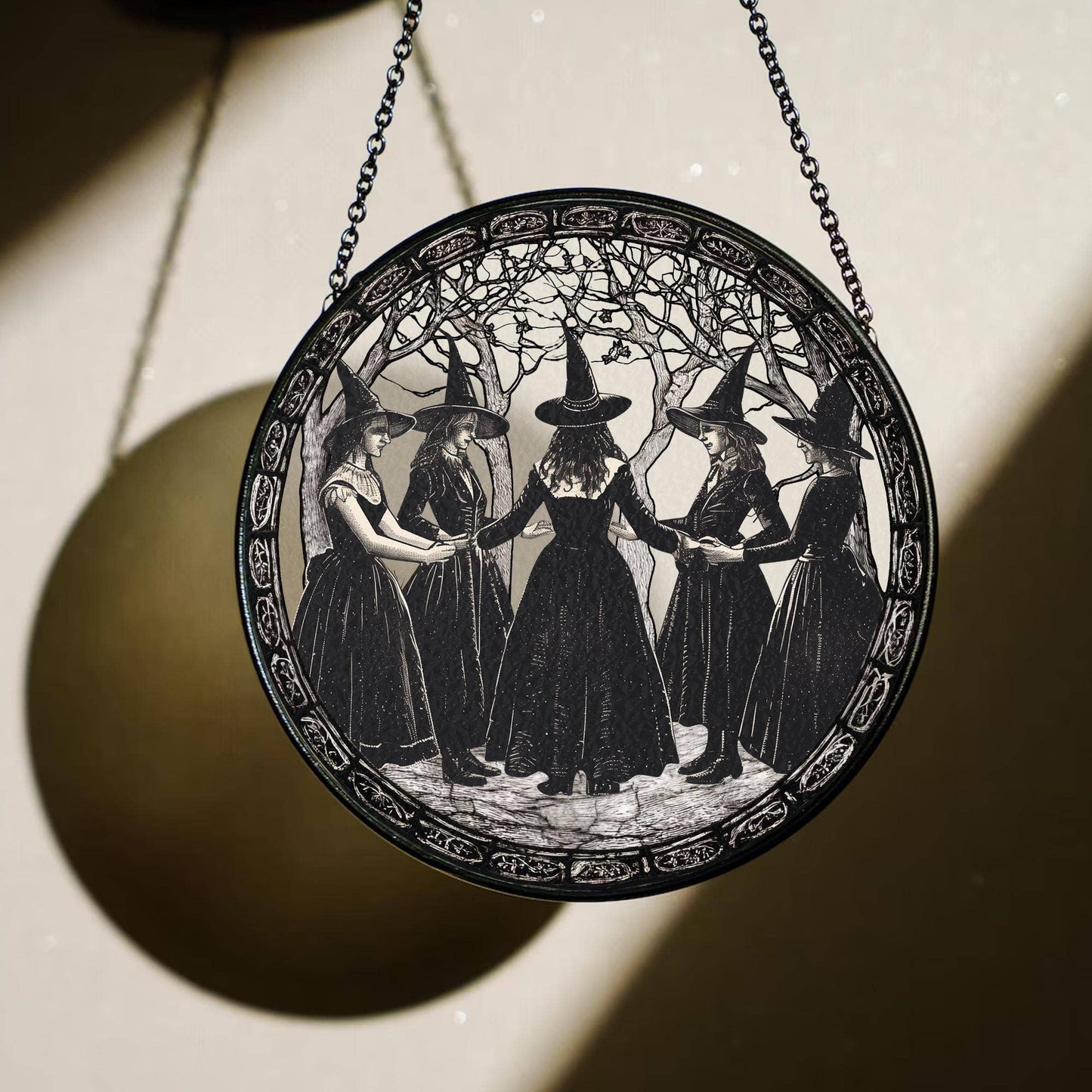 Girls Will Be Girls Stained Glass Suncatcher – Salem Witch Window Art